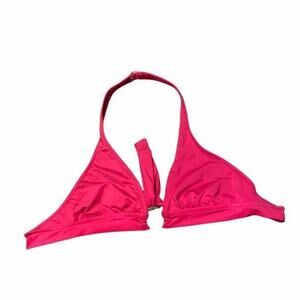 Solid Red Grommet Halter Bikini Swim Top Women's Size Medium